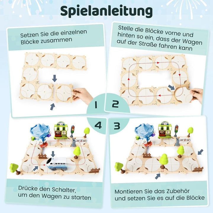 Logischer Strassenbauer, Kinderspielzeug Brettspiele mit Wagen, 32 Puzzleteilen Kreatives Autobahn S