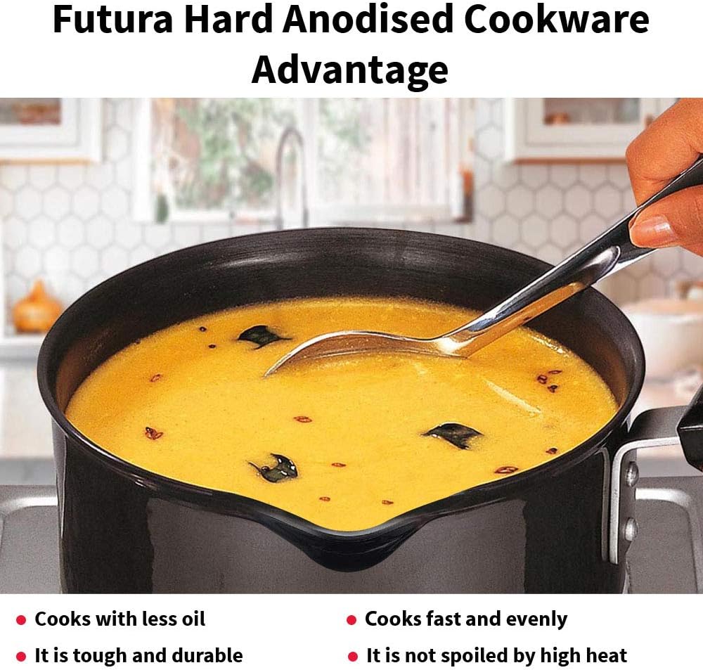 Hawkins Futura Cookware Hard Anodised Ezee Pour Saucepan 2 Litre