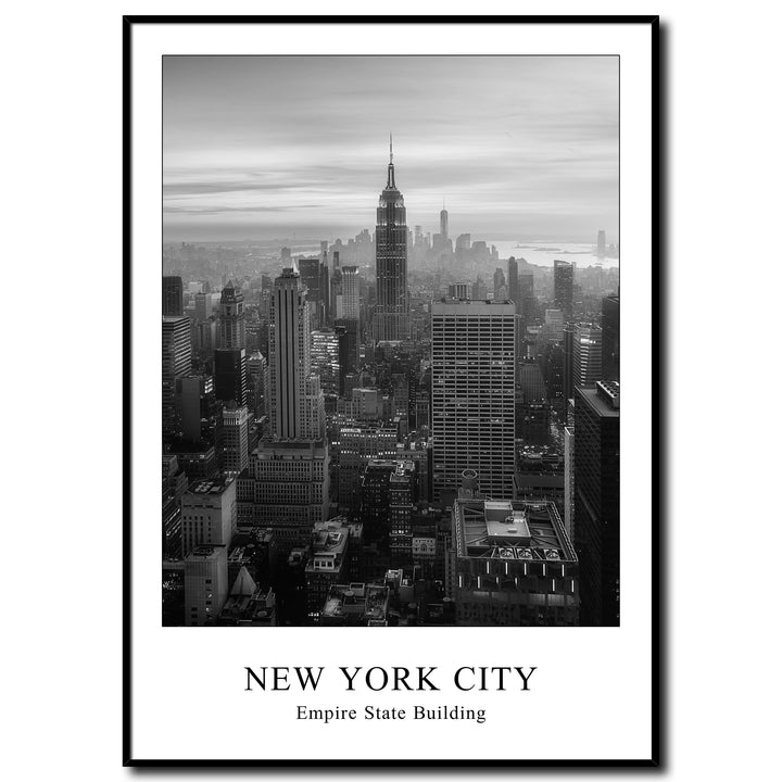 daazoo Rahmenbild Empire State Building | Wandbild mit Rahmen schwarz Hochformat | Bild New York Cit