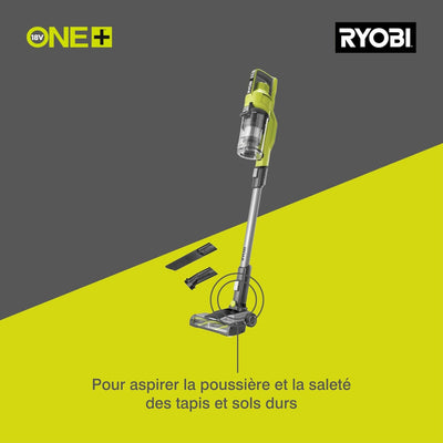 RYOBI 18 V ONE+ Akku-Bodenhandsauger RSV18-0 (30 AirWatt Saugleistung, 820 l/min Luftstrom, 24 cm br