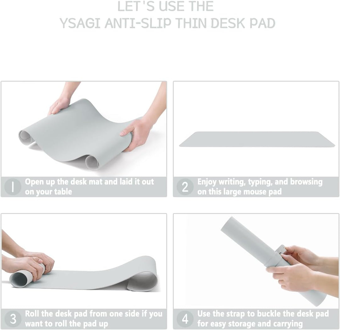 YSAGi Schreibtischunterlage, Mauspad mit Leder und Rutchfeste Wildleder, Multifunktionales Office Mo
