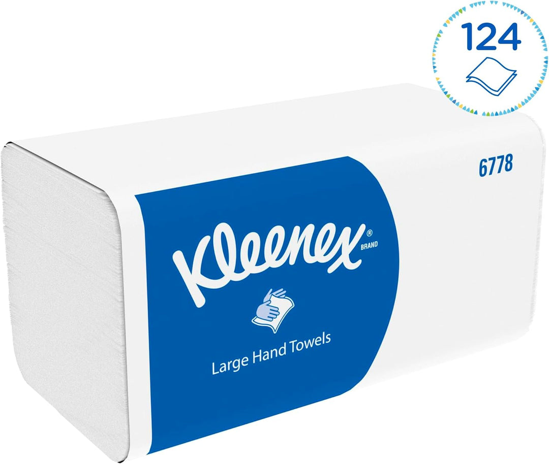 Kleenex Ultra grosse Papierhandtücher mit Interfold Faltung 6778 – 2-lagige Papiertücher mit V-Faltu