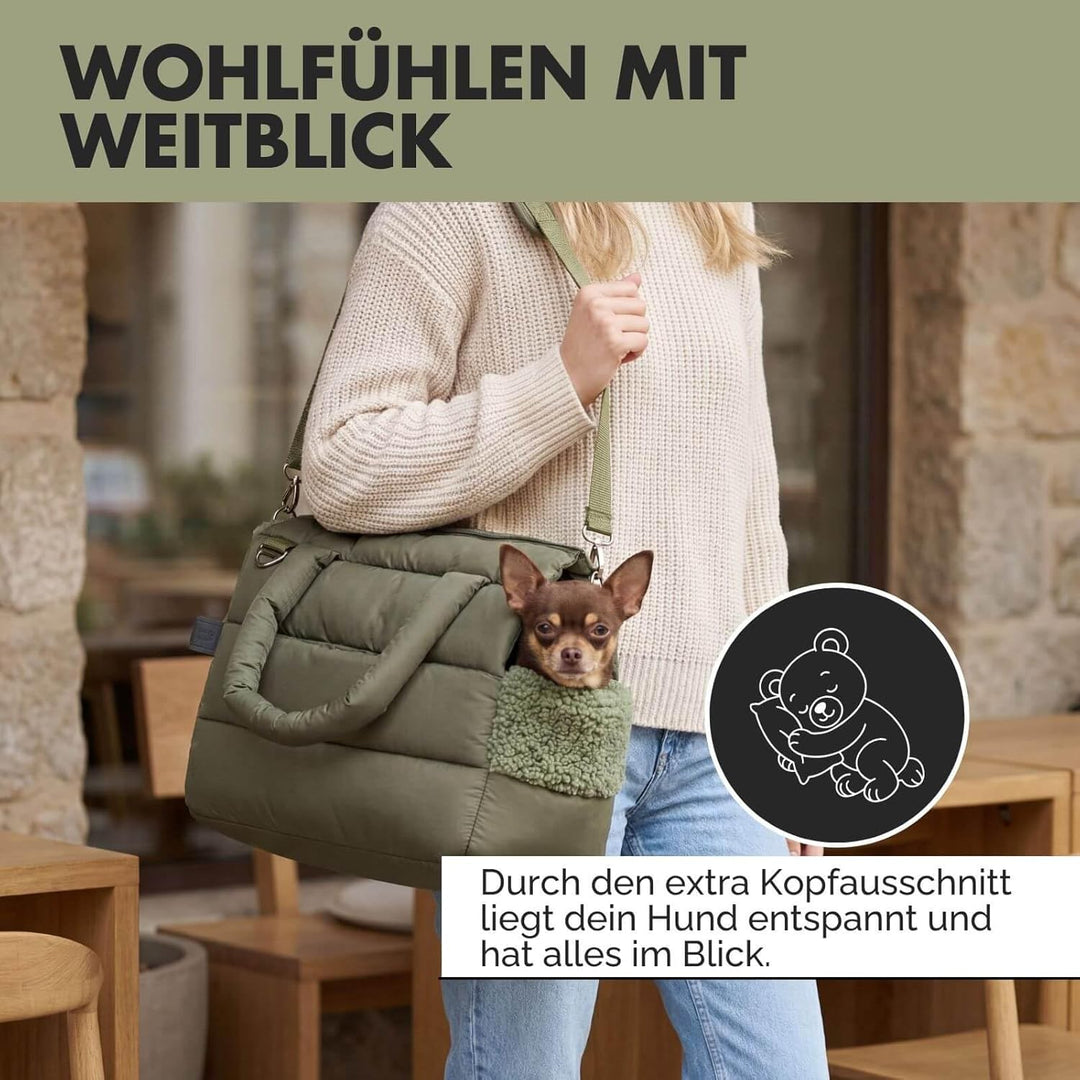 Hundetragetasche SARA | stilvolle Hundetragetasche für kleine Hunde | Wind- & wasserabweisend | Tedd