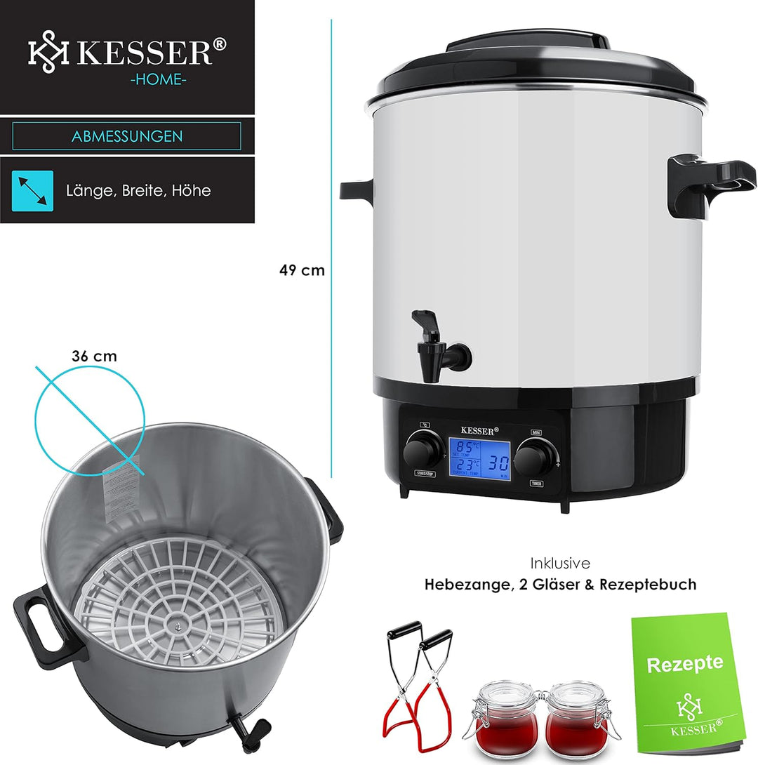 KESSER Einkochautomat 27 Liter Glühweinkocher Glühweinkessel mit Timer 2000 Watt Temperatur von 30-1