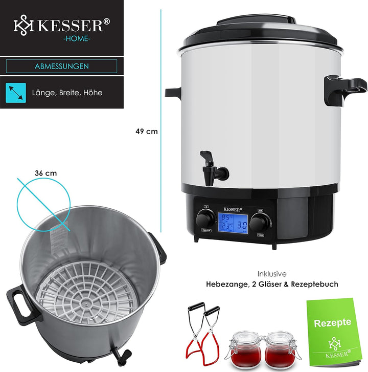 KESSER Einkochautomat 27 Liter Glühweinkocher Glühweinkessel mit Timer 2000 Watt Temperatur von 30-1