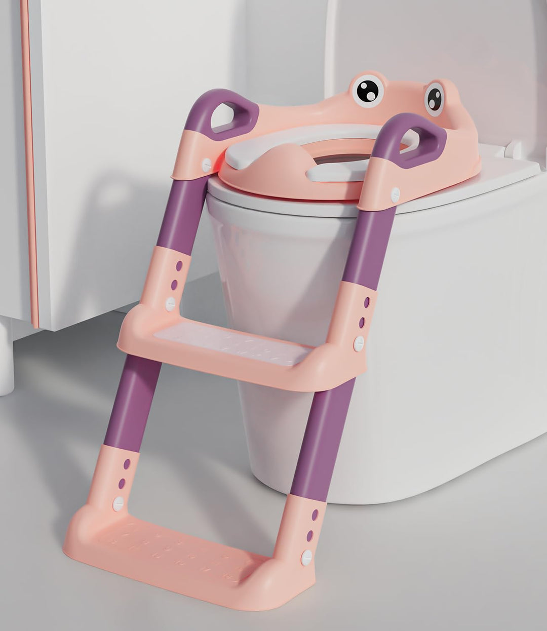 Toilettensitz Kinder mit Treppe, Toilettentrainer für Kinder, WC Sitz mit PU Gepolsterter, Höhenvers