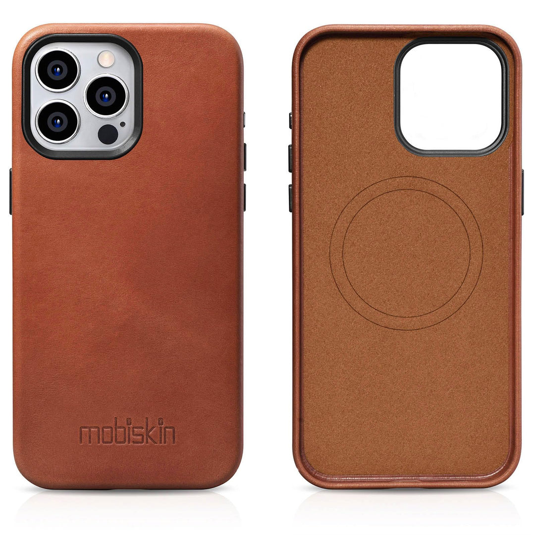 Hülle für iPhone 15 PRO MAX (6,7"), Cover mit Leder, Braun Vint. | Handyhülle kompatibel mit MagSafe