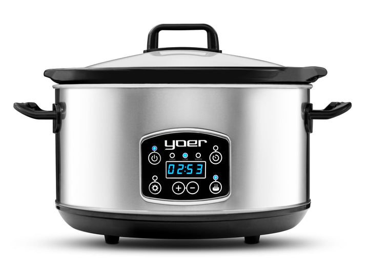 Yoer Clever-Cook SC4502S, Slow Cooker, 280W, 4,5L, Multifunktional, ECO, 16-Stunden-Timer, LCD-Displ