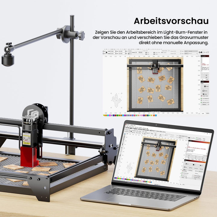 Longer LightBurn Kamera-Kit für Lasergravierer – 5MP Zeitraffer-Kamera mit präziser Positionierung,