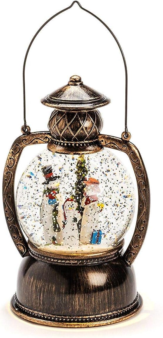 Konstsmide LED Kugellaterne aus Glas, Schneemannfamilie, mit 5h Timer, wassergefüllt, warm weiss, ba