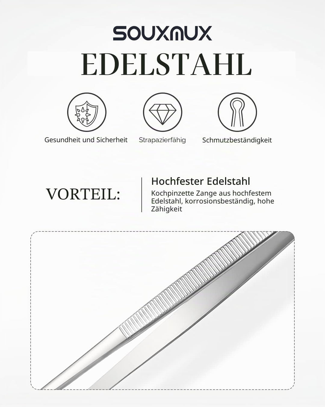 25cm Kochpinzette und Offset-Pinzette Set, Zange Präzisionsgezahnte Spitzen, Edelstahl Professional