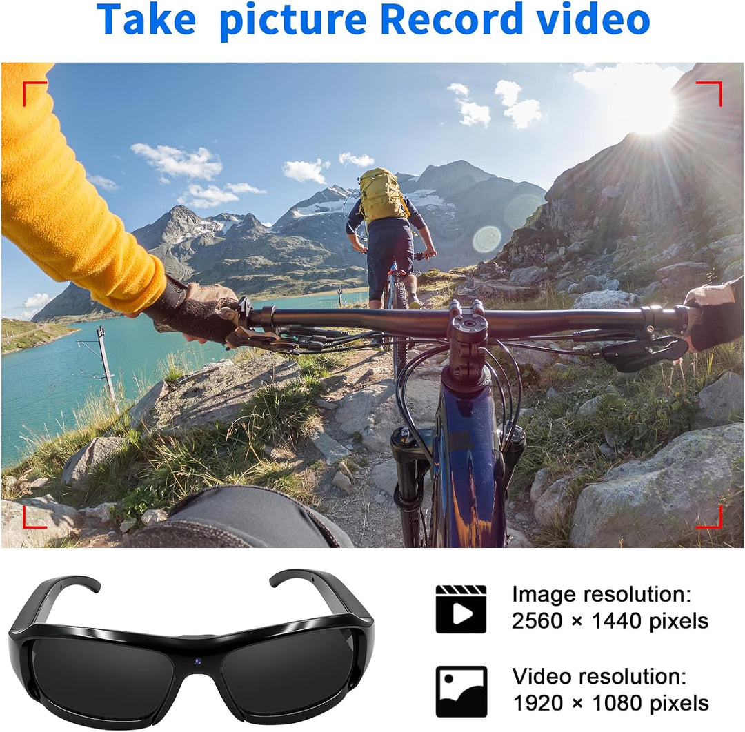 Kleine Brillenkamera, 16GB Sportbrille mit Kamera, 1080P HD Mini Actionkamera, MicroVideokamera Sonn