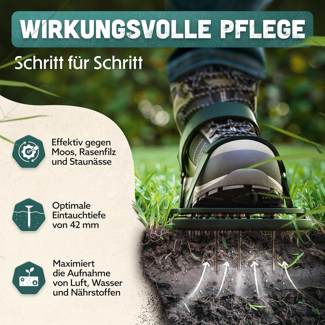 RASENKÖNIG Nagelschuhe Pro | Rasenlüfter Schuhe + Estrichschuhe | Rasenbelüfter Vertikutierer und Ae