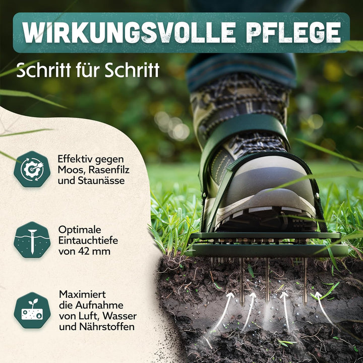 RASENKÖNIG Nagelschuhe Pro | Rasenlüfter Schuhe + Estrichschuhe | Rasenbelüfter Vertikutierer und Ae