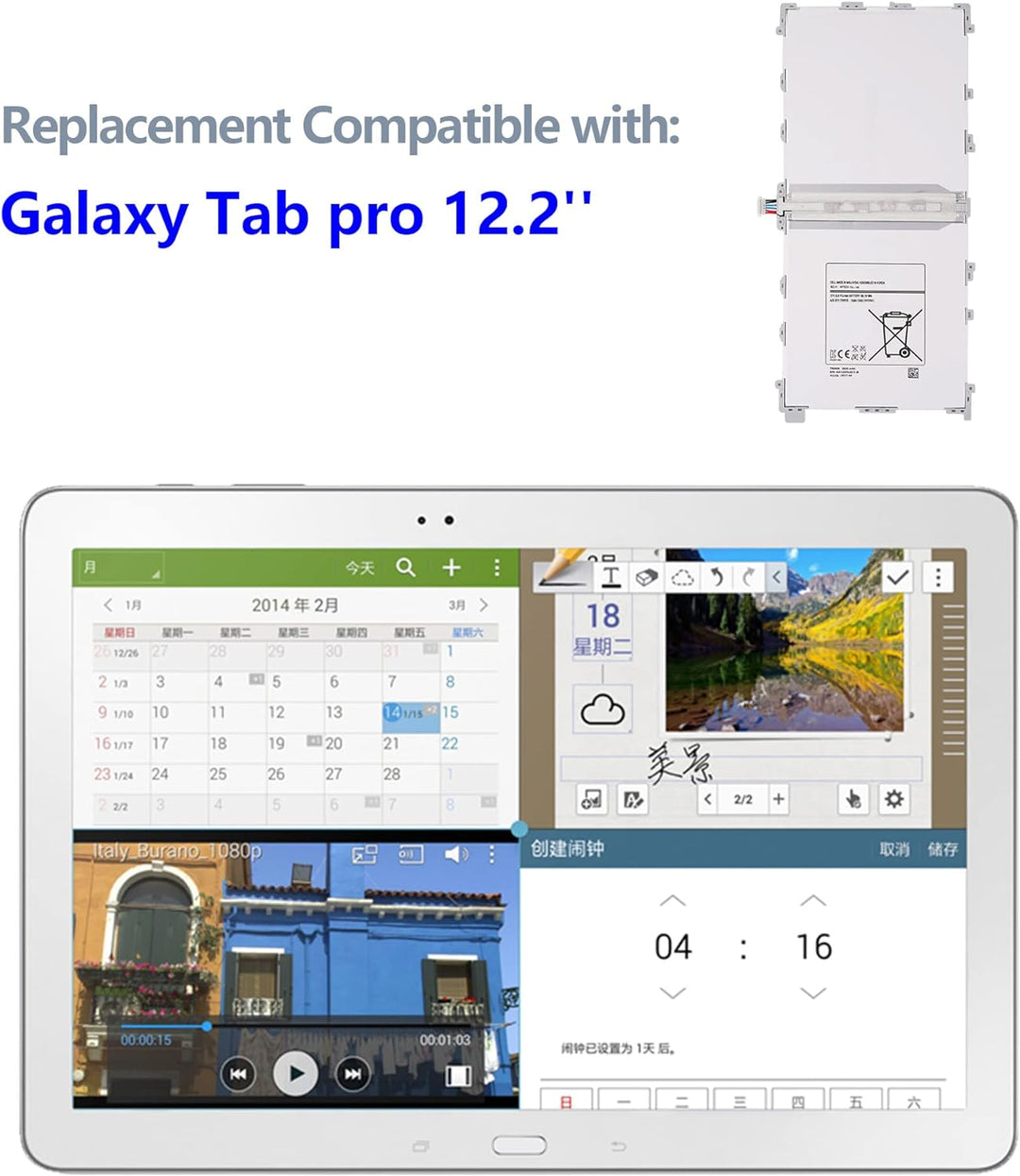 swark Tablet Akku T9500K T9500E kompatibel mit Samsung Galaxy Tab Pro 12.2" P900, P901, P905, T900,