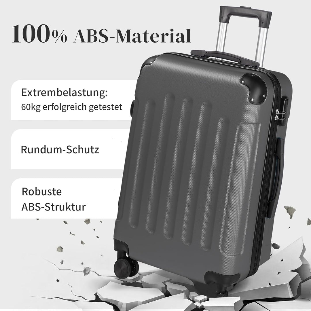 LEADZM Kofferset 4 teilig Hartschale mit verstärkten Ecken, Reisekoffer mit Rollen Gross, Handgepäck