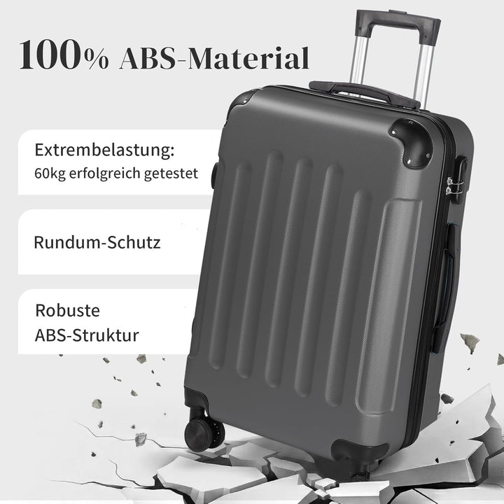 LEADZM Kofferset 4 teilig Hartschale mit verstärkten Ecken, Reisekoffer mit Rollen Gross, Handgepäck
