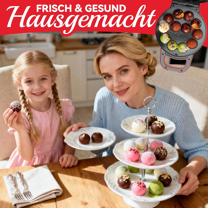 SugarWhisk Flip Cake Pop Maker - Stellen Sie 12 Cake Pops von 1,4 cm Durchmesser her, Keramikbeschic
