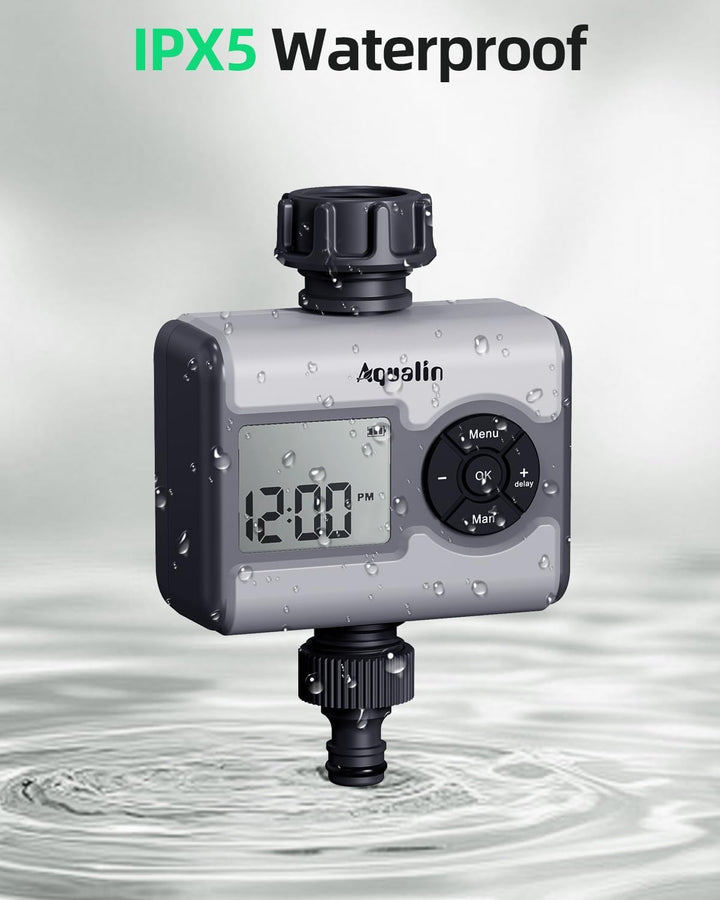 LCD Wasserzeitschalter mit Messing-Eingang – 3 Bewässerungsmodi, Verzögerungsfunktion & Regensensor-