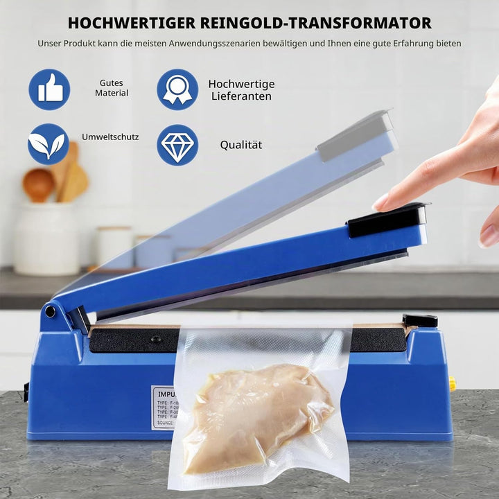 300 mm Folienschweissgerät - Handbetätigtes Einschweissgerät mit 3 mm Dichtungsbreite, 8-stufiger Te
