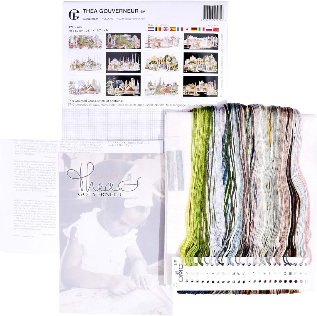 Thea Gouverneur - Kreuzstich-Set - Paris - Leinen - 36 Count - Für Erwachsene - 472, Paris