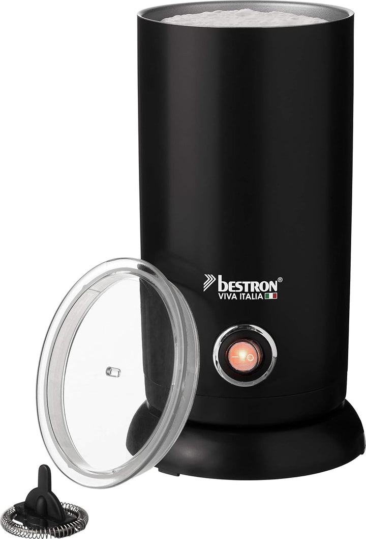 Bestron elektrischer Milchaufschäumer, mit 360° Basis & bis zu 300ml Kapazität,  Viva Italia, Kabell