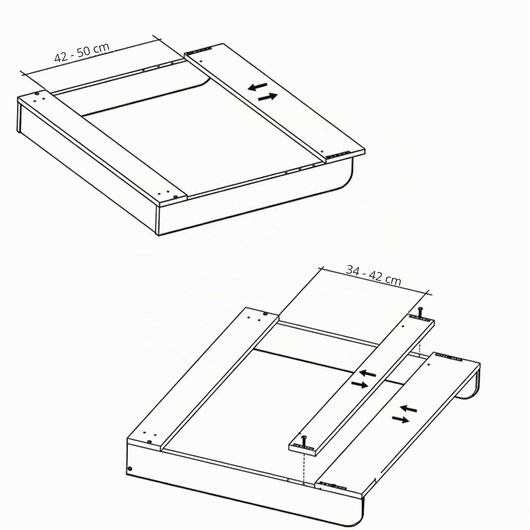 Wickeltischaufsatz für Kommode ausziehbar verstellbar 34–50 cm für verschiedene Kommoden, Wickelkomm
