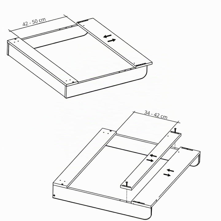 Wickeltischaufsatz für Kommode ausziehbar verstellbar 34–50 cm für verschiedene Kommoden, Wickelkomm