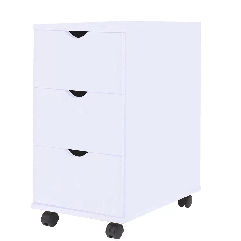 Holzspanplatten Schubladenelement mit Kunststoff-Rollen und 3 Schubladen Sideboard Beistellschrank R