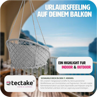 tectake Indoor und Outdoor Hängesessel, Terrassen und Balkonmöbel, Hängesessel mit Gestell, robuste