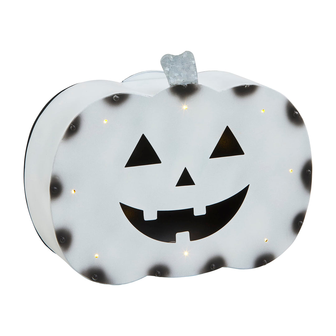 Mud Pie Laterne aus Zinn, Kürbisform, 26,7 x 22,2 cm, Weiss 10.5" x 8.75" Weiss/Opulenter Garten, 10