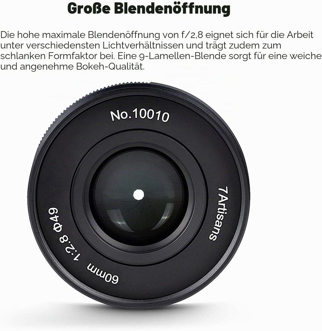 7artisans 60mm F2.8 II Makro-Objektiv, Kompatibel mit Fuji X-Mount-Kameras Kameras X-A1 X-A10 X-A2 X
