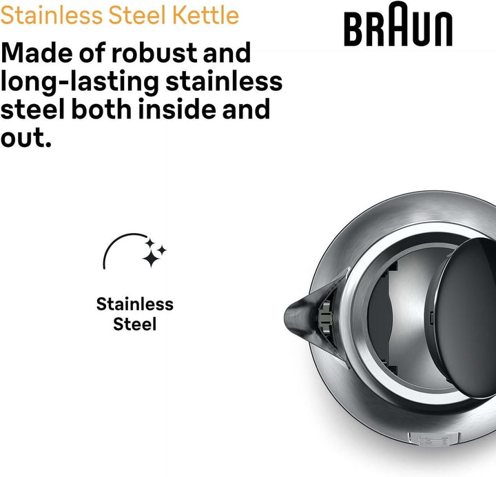 Braun PurShine Wasserkocher WK1500 BK – Teekocher mit 360° Basis, Abschaltautomatik, 1,7 L Füllmenge