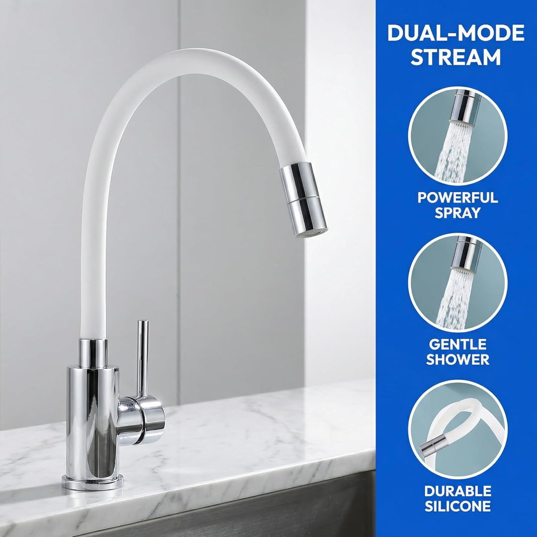 Wasserhahn Küche/Bad Flexibel, Hochdruck Armatur Küche mit 2 Strahlarten, Küchenarmatur Edelstahl We