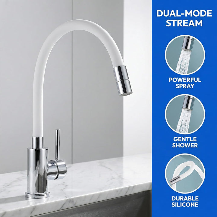 Wasserhahn Küche/Bad Flexibel, Hochdruck Armatur Küche mit 2 Strahlarten, Küchenarmatur Edelstahl We