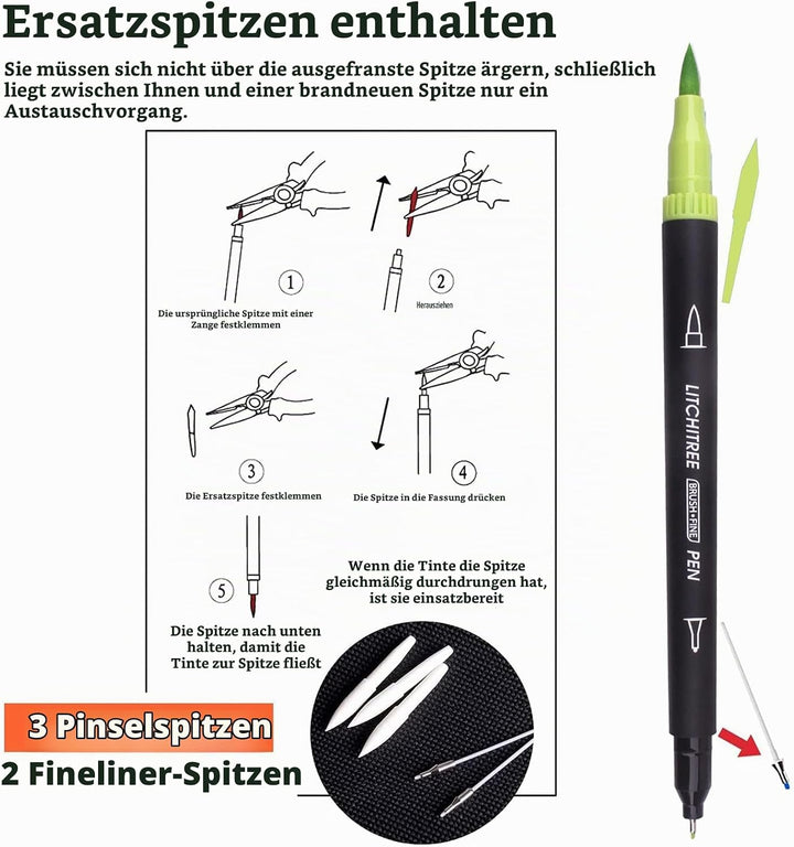 Laconile 72 Filzstifte Set für Malbücher für Erwachsene, Dual Brush Pens Färbemarker für Kinder Kall