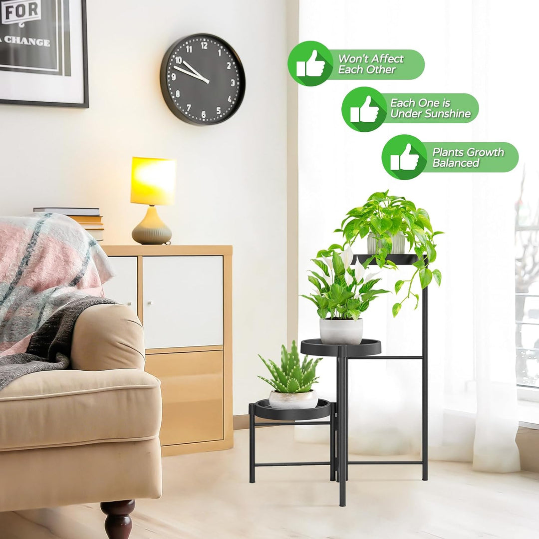 iDavosic.ly Pflanzenständer Metall mit 3 Ebenen, Blumenregal Blumenständer Mehrstöckig mit Beinen fü