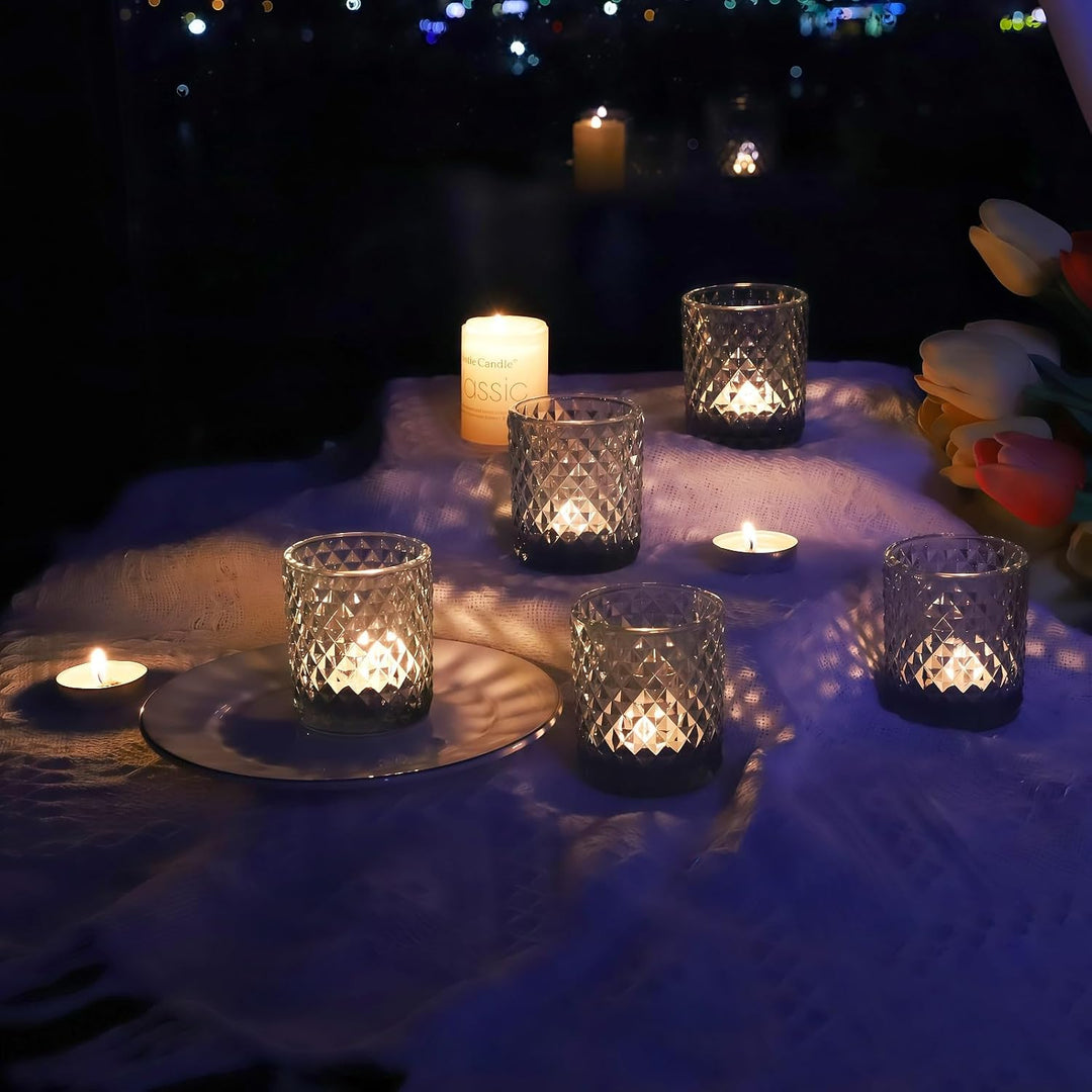 Vohocandle 12 Stück Blaue Teelichtgläser aus Glas für Hochzeit, Tischaufsatz, Teelichthalter Glas fü