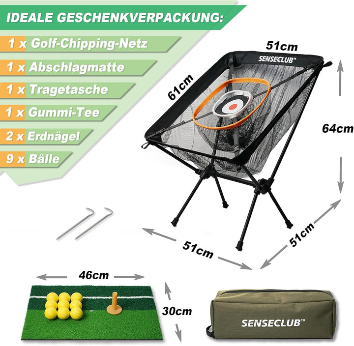 SENSECLUB Golf Chipping Net & Driving Net, Backyard Golf Practice Net with Mat, Indoor Golf Training