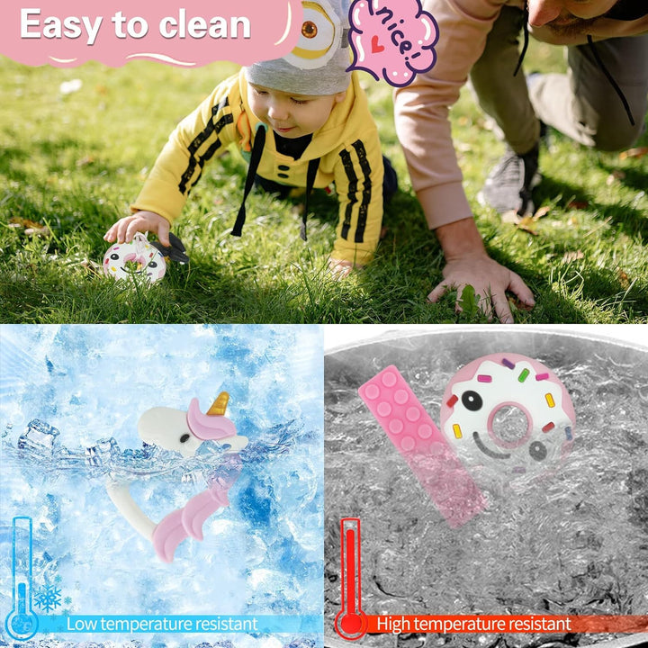 Kaukette für Kinder, 6 Stück Sensory Kauen Halskette, Silikon Beissring für Baby, Autismus Spielzeug
