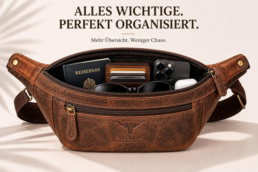 Büffelleder Bauchtasche I Herren, Damen I Echt Leder I Hüfttasche I Tracking