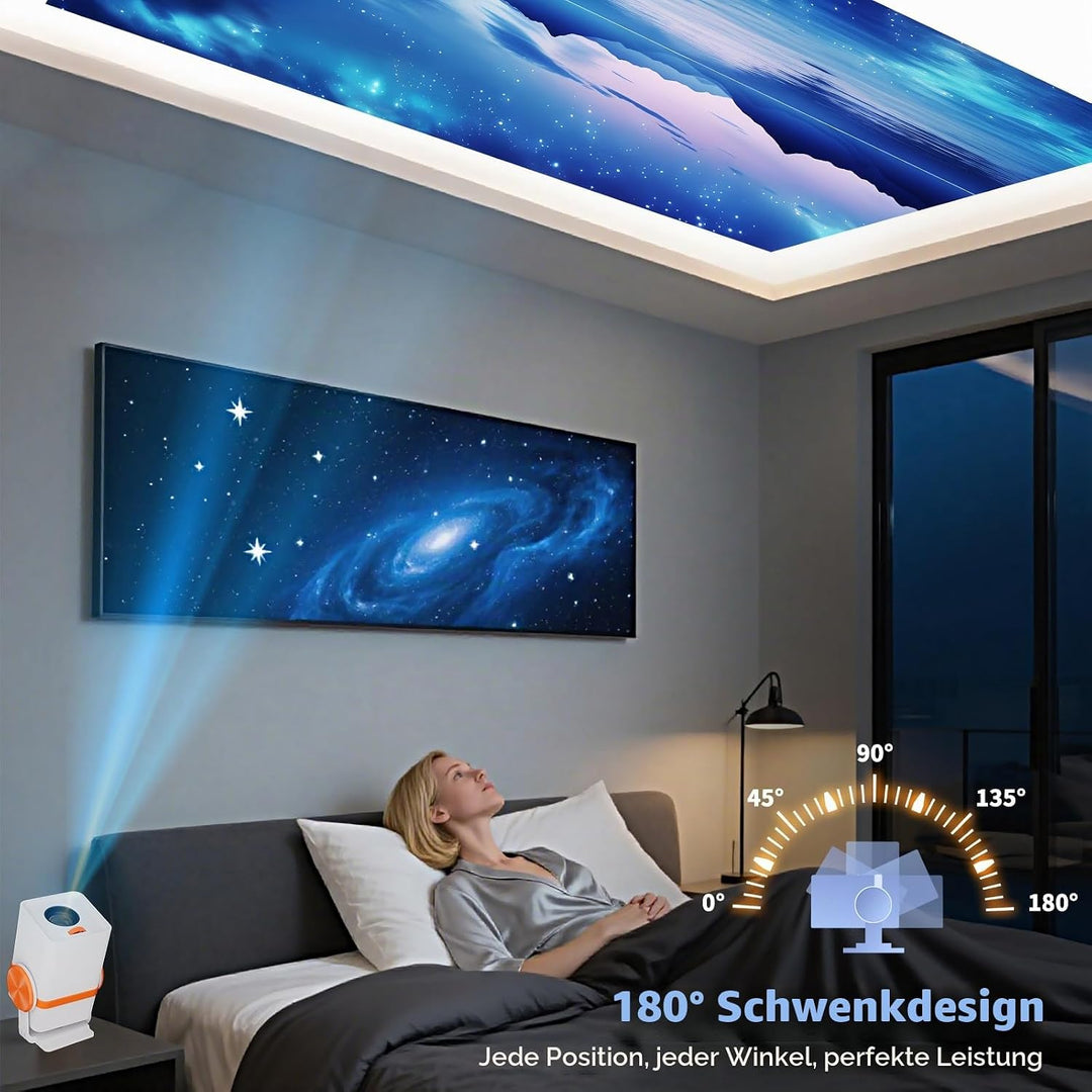 Mini Beamer 4K Unterstützt, Tragbarer Projektor,Android 13, WiFi6 &amp; BT5.0, Short Throw Beamer Klein