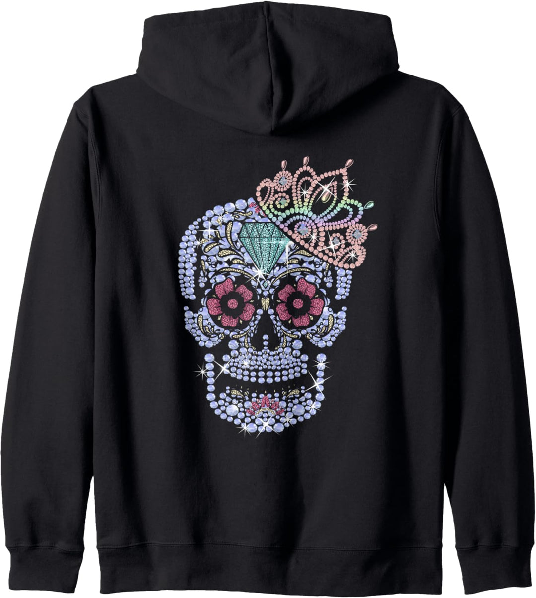 Backprint Totenkopf in Mexikanischer Schädel Optik Kapuzenjacke