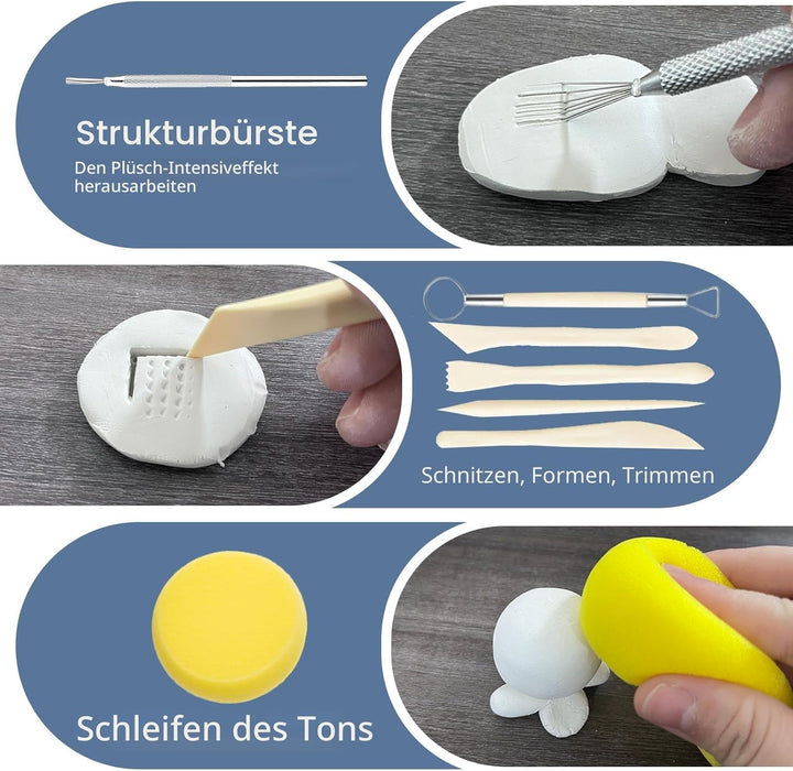 29Pcs Tonglasur mit lufttrocknendem Ton Werkzeug Set, Clay Varnish für Hoher Glanz, Kratzfest, Wasse