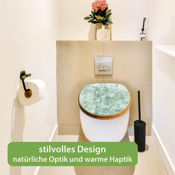 banjado Design WC Sitz Bambus Absenkautomatik 45,8x37,5cm - Toilettendeckel mit Absenkautomatik Holz