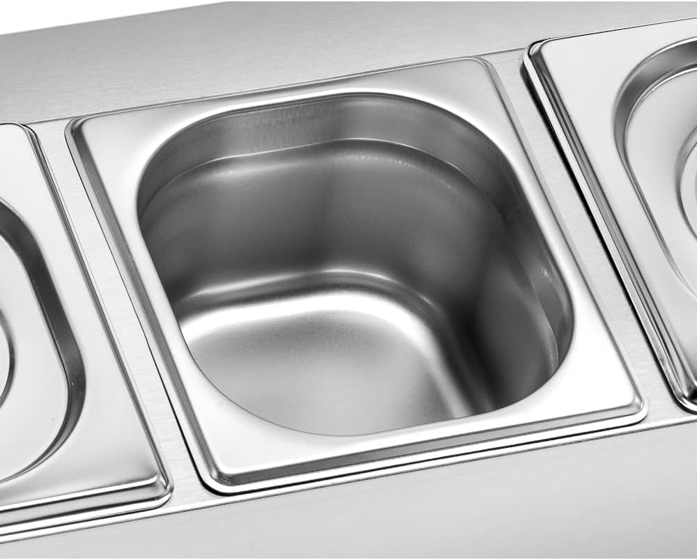 Edelstahl Zutatenbehälter | 3x GN 1/6 | Beilagenbehälter | Zutatenbehälter | Beilagenbehälter | für