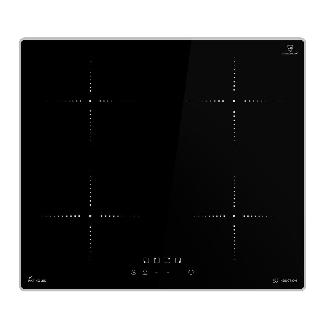 KKT KOLBE Induktionskochfeld 60 cm Autark mit Rahmen | Kochplatte mit 4 Zonen | 9 Stufen | Timer | T