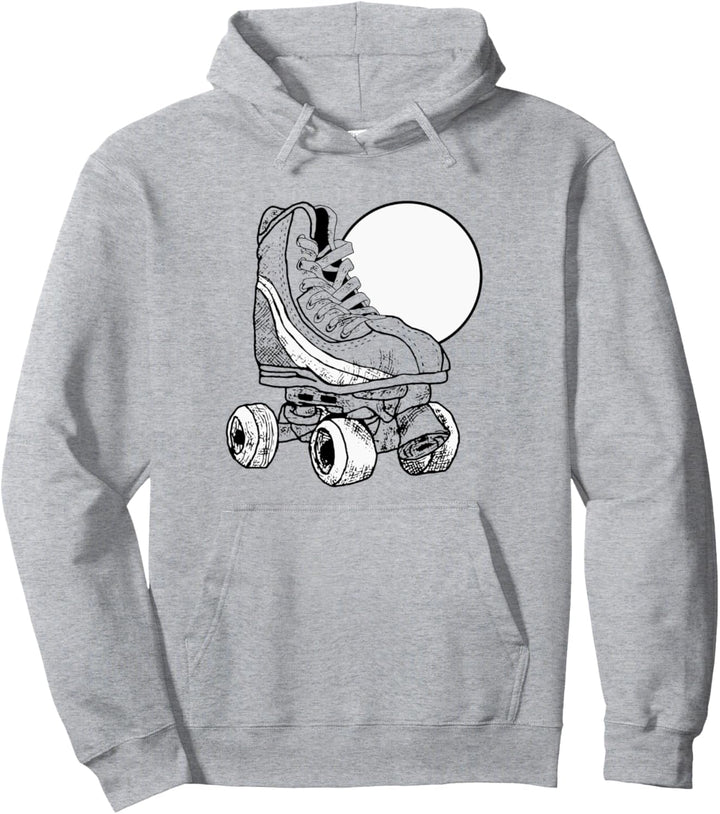 Minimalist Roller Skate & Sun Vintage Retro Simple Sketch Pullover Hoodie