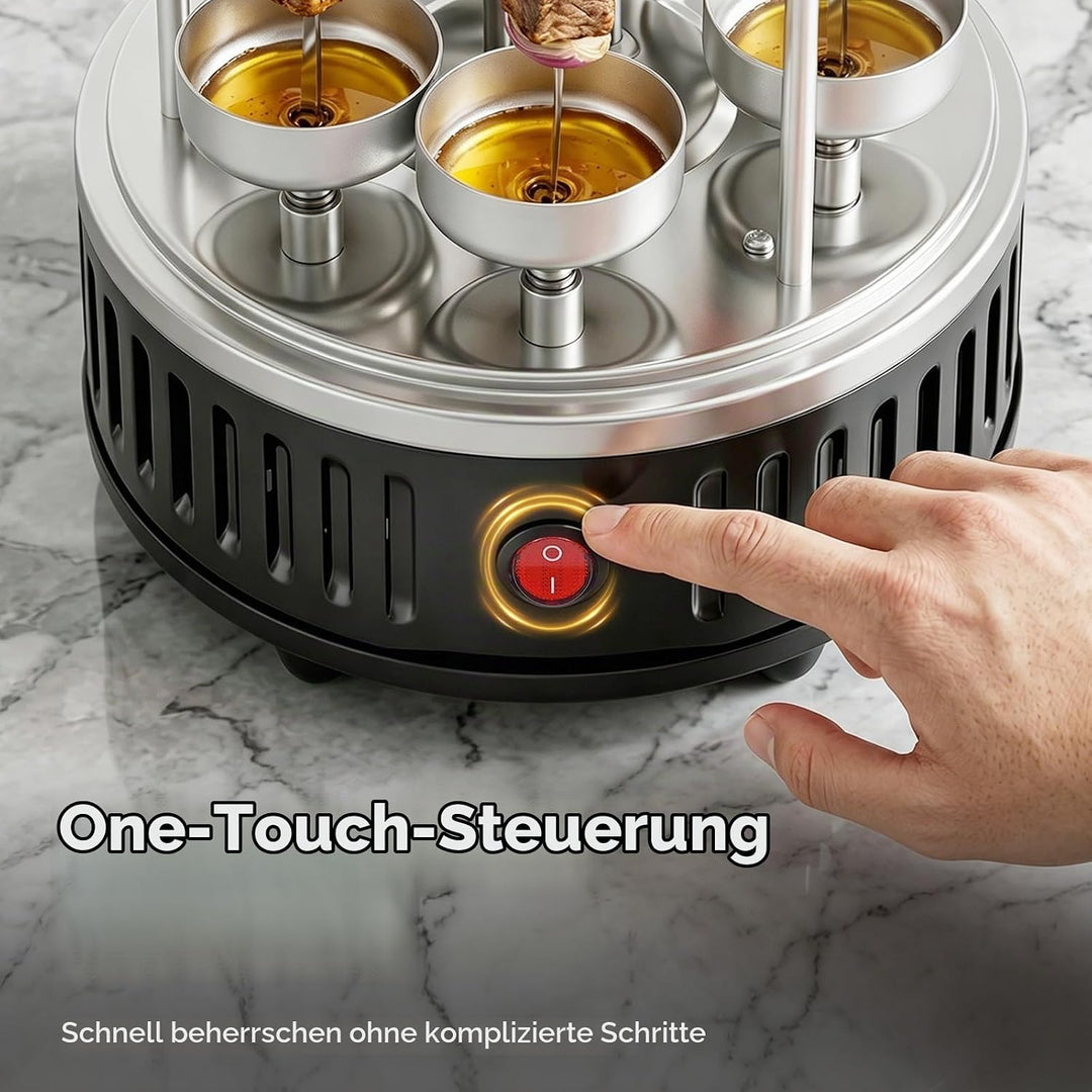 1000W Vertikaler Elektrogrill, Schaschlikgrill Tischgrill Dönergrill mit 5 Spiesse Kebab BBQ Elektri