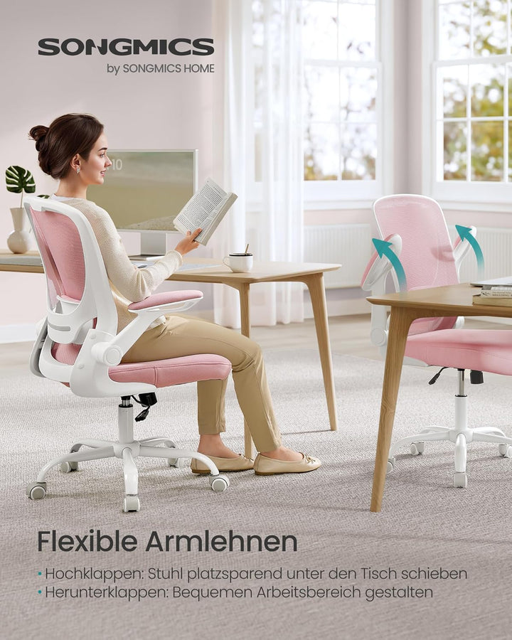 SONGMICS Bürostuhl, Schreibtischstuhl, Drehstuhl mit Netzbespannung, ergonomisch, gepolsterte Lenden